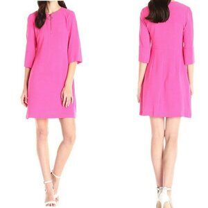 Taylor Pink 60's Retro Style Shift Party Dress w/ Gold Zipper & Half Sleeve Sz 6